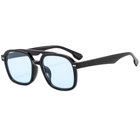 Retro Square Double Bridge Sunglasses PC Frame UV400 Protection Outdoor Driving Fashion Eyewear For Men Women