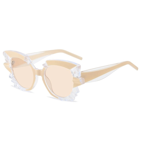 Occhiali Da Sole Occhio Di Gatto Irregolari Poligono Bordo Seghettato Protezione UV400 Montatura PC Lente AC Moda