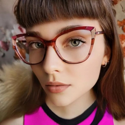 Montatura Per Occhiali Cat Eye Retrò Protezione Luce Blu Oversize Moda Metallo PC Per Donne