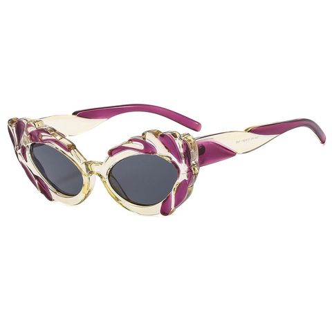 Occhiali Da Sole Cat Eye Moda Protezione UV400 Montatura PC Lente AC Texture Fiamma Onda Festa Di Tendenza Per Donna
