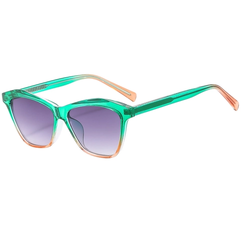 Retro Kattenoog Zonnebril Geometrisch TR90 Montuur UV400 Bescherming Gradiënt Of Heldere Lenzen Mode Dames Chic