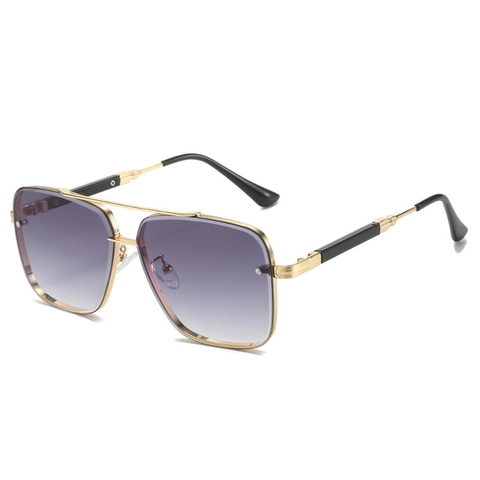 Occhiali Da Sole Quadrati A Montatura Grande Moda Doppio Ponte In Metallo UV400 Lenti Sfumate Vintage Chic Uomo Donna