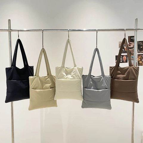 Bolso Tote Acolchado Para Mujer Gran Capacidad Ligero Bolso De Hombro Acolchado Casual Viaje Conmutar Color Sólido