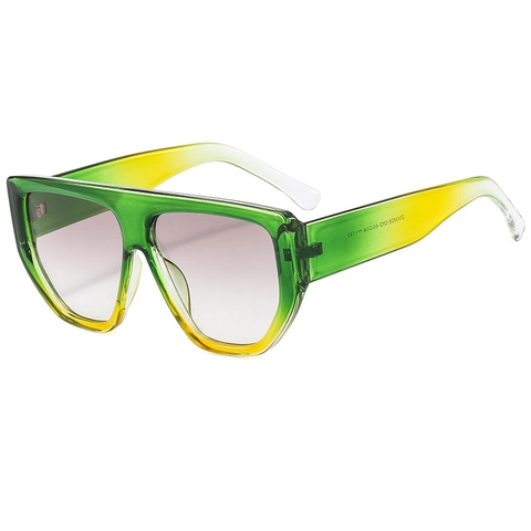 Oversized Square Sunglasses Flat Top Retro Polygon PC Frame AC Lens UV400 Protection Trendy Eyewear