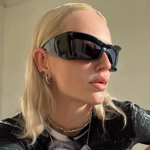 Occhiali Da Sole Sportivi Rettangolari Montatura PC Protezione UV400 Antivento Ciclismo Pesca Moda Y2K Avvolgenti Unisex