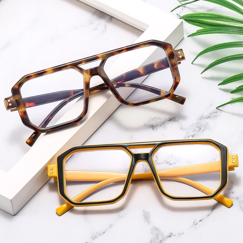 Occhiali Anti Luce Blu Con Montatura Grande Poligonale Irregolare Vintage Retro Per Uso Quotidiano Al Computer Moda Borchie Unisex