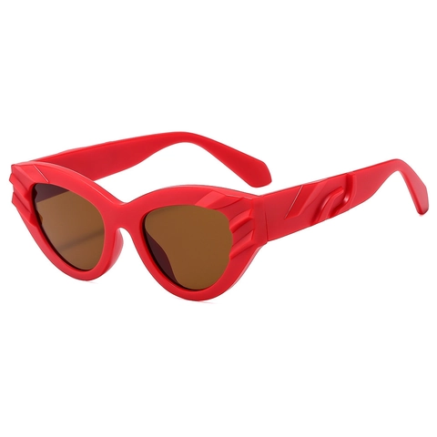Occhiali Da Sole Vintage Occhio Di Gatto Montatura PC Aste Texturizzate Protezione UV400 Moda Piccola Montatura Retro