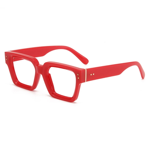 Montatura Occhiali Quadrati Anti Luce Blu Retro Bordo Spesso PC Moda Unisex Decorativi Lenti Piatte