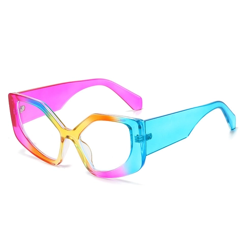 Occhiali Anti Luce Blu Gatto Moda Farfalla Geometrica Montatura In Policarbonato Retro Arcobaleno Gradiente Per Donne