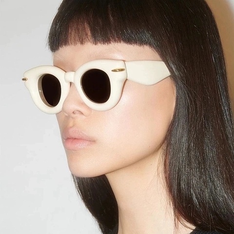 Gafas De Sol Ovaladas Retro Montura Gruesa De PC Protección UV400 Gafas De Moda Con Decoración Metálica Unisex