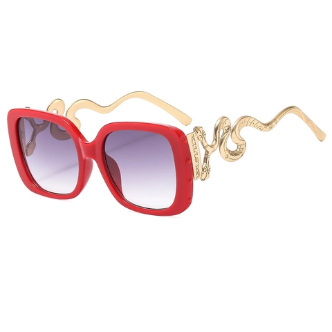 Lunettes De Soleil À Grand Cadre Carré Branches Métalliques En Forme De Serpent Protection UV Hommes Femmes