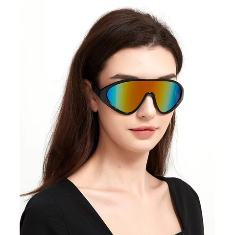 Lunettes De Soleil Shield Oversize Verre Polycarbonate Intégré Protection UV400 Cyclisme Extérieur Conduite Sport Y2K Mode