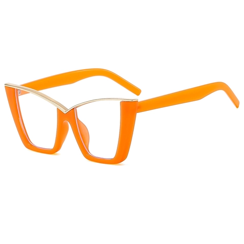 Gafas De Moda De Ojo De Gato De Gran Tamaño Con Bloqueo De Luz Azul Marco De Metal PC Gafas De Tendencia Para Mujer