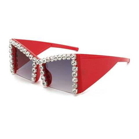 Occhiali Da Sole Cat Eye Oversize Con Strass Montatura In PC Geometrica Irregolare Protezione UV400 Per Donna