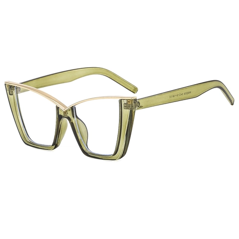 Gafas De Moda De Ojo De Gato De Gran Tamaño Con Bloqueo De Luz Azul Marco De Metal PC Gafas De Tendencia Para Mujer