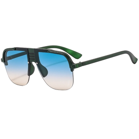 Oversized Sunglasses Semi-rimless Pilot Aviator Style Gradient Lens UV400 Protection Metal PC Frame Fashion Punk Unisex