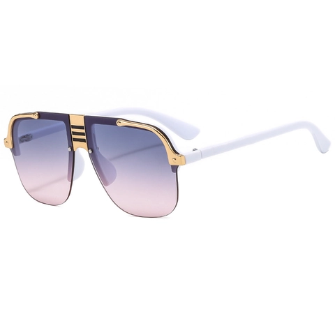 Oversized Sunglasses Semi-rimless Pilot Aviator Style Gradient Lens UV400 Protection Metal PC Frame Fashion Punk Unisex