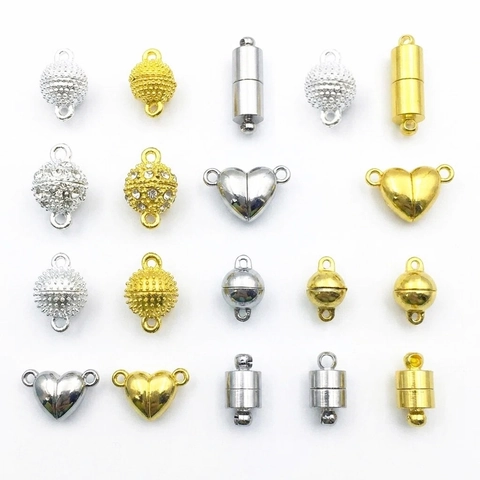 Chiusure Magnetiche In Lega Connettori Cuore Sfera Cilindrico Strass Accessori Per Creazione Gioielli Collana Bracciale DIY