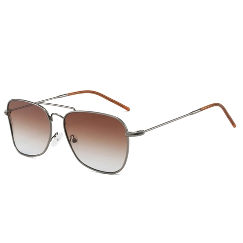 Vintage Square Aviator Sunglasses Metal Frame Double Bridge UV400 Protection Retro Fashion Eyewear For Men Women