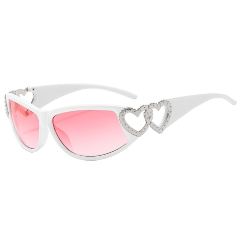 Gafas De Sol Cat Eye Y2K Para Mujer Decoración Corazón Metal UV400 Lentes Degradadas Moda Hip Hop Vintage