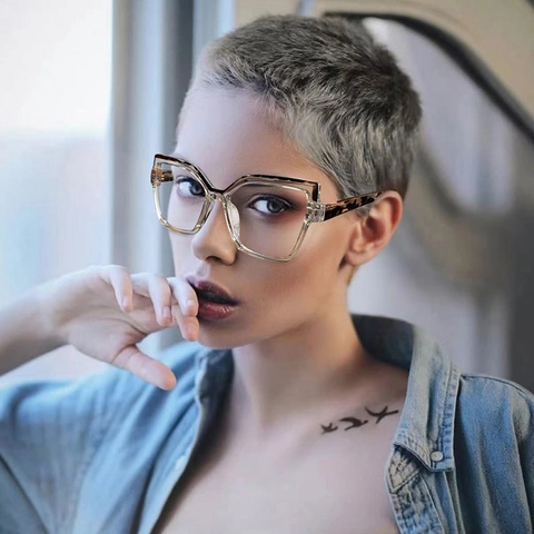 Kattenoog Blauw Licht Bril PC Frame Oversized Retro Mode Optische Brillen Voor Vrouwen