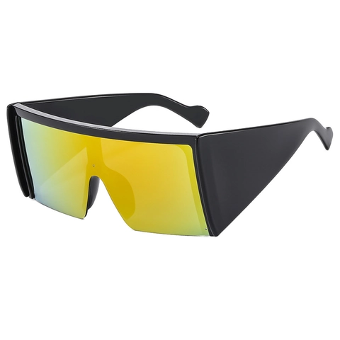 Shield Sunglasses Oversized Square PC Frame UV400 Protection Futuristic Cyberpunk Y2K Fashion Eyewear For Men And Women