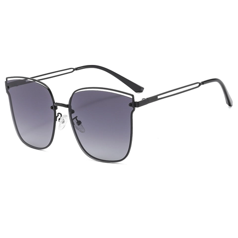 Oversized Square Sunglasses Metal PC Frame UV400 Protection Gradient Lens Hollow Double Bridge Chic Eyewear Unisex