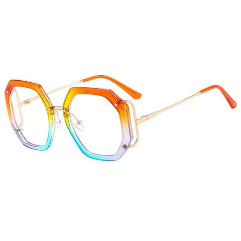 Montature Per Occhiali Poligonali Di Moda Metallo E Plastica Anti Luce Blu Retro Ottagonali Occhiali Oversize