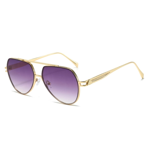 Retro Aviator Sunglasses Metal Frame UV400 Protection Double Bridge Gradient PC Lens Fashion Eyewear Driving Outdoor Unisex