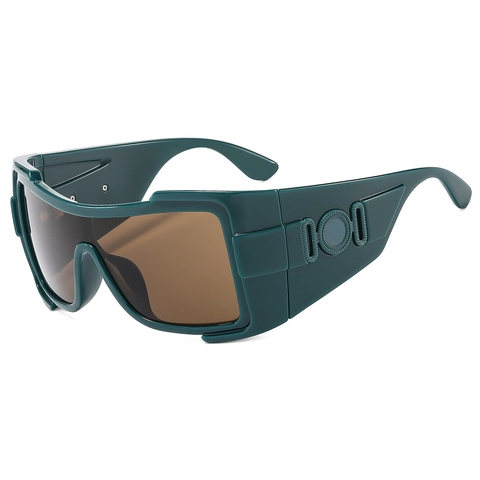 Shield Zonnebril Uit Eén Stuk Groot Frame PC AC Lens UV400 Bescherming Buiten Fietsen Sportief Mode Accessoire