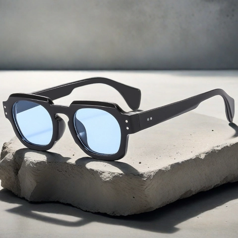 Gafas De Sol Cuadradas Vintage Retro Montura PC Irregular Remaches Metálicos Protección UV400 Estilo Callejero Unisex