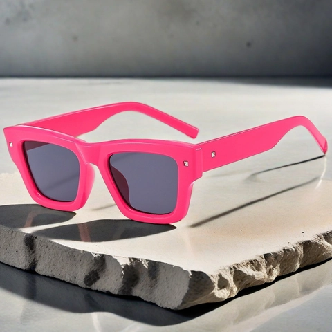 Retro Square Sunglasses Oversized Wide Frame Metal Rivets UV400 Protection Chic Hip Hop For Women Men
