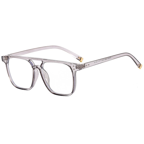 Lunettes De Soleil Carrées Rétro Double Pont Protection UV400 Monture PC Verres AC Décoration Rivet Style Pilote Unisexe