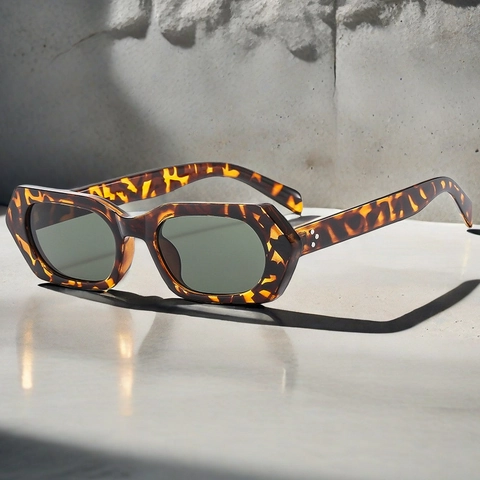 Retro Zeshoekige Zonnebril UV400 Bescherming PC Montuur AC Lenzen Geometrische Mode Brillen Voor Mannen Vrouwen