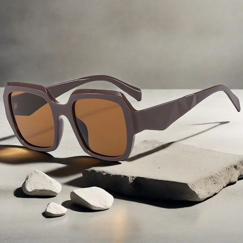 Retro Square Sunglasses Large Frame PC AC UV400 Protection Geometric Temples Oversized Streetwear Eyewear For Women Men