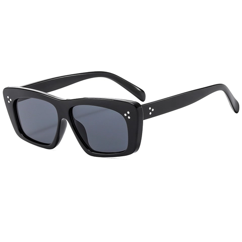 Mode Übergroße Rechteckige Sonnenbrille UV400 Schutz Retro PC Rahmen Mit Dekorative Metall Nieten Für Damen Herren