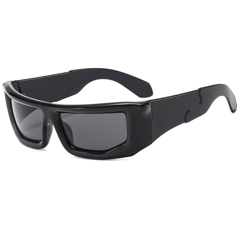 Cyberpunk Square Sunglasses PC Frame UV400 Protection Hip Hop Retro Y2K Thick Frame Eyewear For Men Women Streetwear
