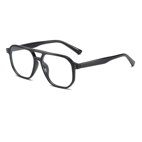 Montatura Occhiali Anti Luce Blu Doppio Ponte Aviator Moda Unisex Grande Telaio Quadrato Dettagli Rivetti