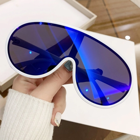 Shield Zonnebril Oversized Cyberpunk PC Frame UV400 Bescherming Futuristisch Y2K Sportieve Brillen Voor Heren Dames