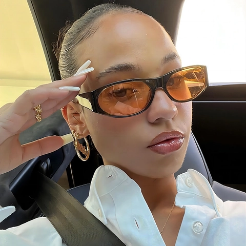 Lunettes De Soleil Ovales Rétro Monture PC Verres AC Protection UV400 Mode Y2K Style De Rue Pour Hommes Et Femmes