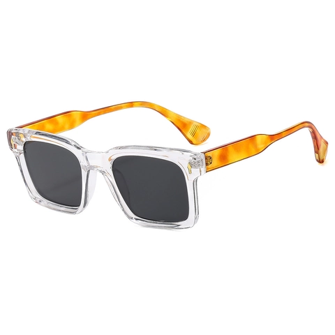 Vintage Square Sunglasses With PC Frame And AC Lens UV400 Protection Retro Street Fashion Unisex Metal Arrow Decor
