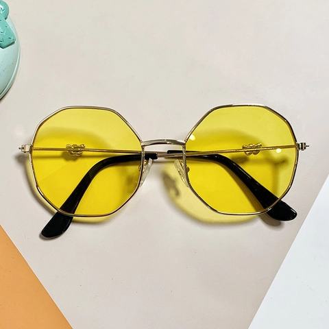 Occhiali Da Sole Ottagonali Per Bambini Montatura In Metallo Decorazione A Cuore Protezione UV400 Retro Carino