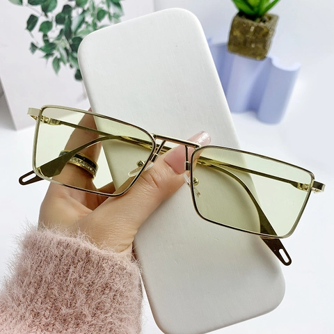 Gafas De Sol Cuadradas Retro Montura De Metal Protección UV400 Moda Gafas De Marco Pequeño Para Hombres Mujeres