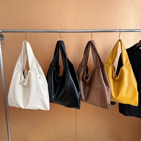 Grote Capaciteit Tote Bag PU Leer Zachte Minimalistische Schouder Hobo Tasche Chic Forens Handtas Voor Vrouwen Eenvoudig Dagelijks