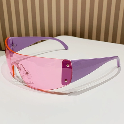 Gafas De Sol Shield Y2K Estrella Sin Montura Moda Deportiva UV400 PC Para Hombres Mujeres