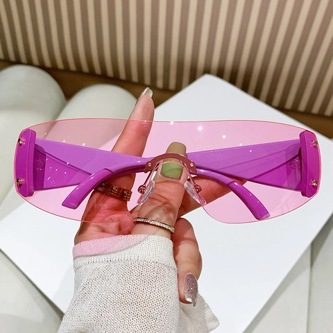 Gafas De Sol Shield Y2K Estrella Sin Montura Moda Deportiva UV400 PC Para Hombres Mujeres