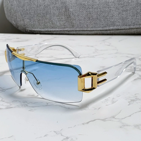 Fashion Y2K Oversized Shield Sunglasses Square Semi-Rimless Metal Frame UV400 Protection PC Lens Trendy Eyewear Women