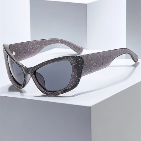 Lunettes De Soleil Yeux De Chat Mode Surdimensionnées Paillettes Monture PC Protection UV400 Style Rétro Pour Femmes Hommes