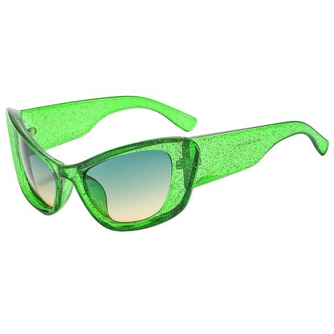 Lunettes De Soleil Yeux De Chat Mode Surdimensionnées Paillettes Monture PC Protection UV400 Style Rétro Pour Femmes Hommes