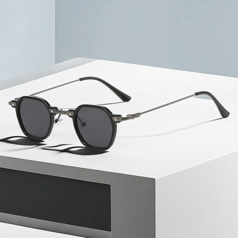 Gafas De Sol Cuadradas Retro Protección UV400 Montura De Metal Vintage Pequeña Hexagonal Para Hombres Mujeres Unisex